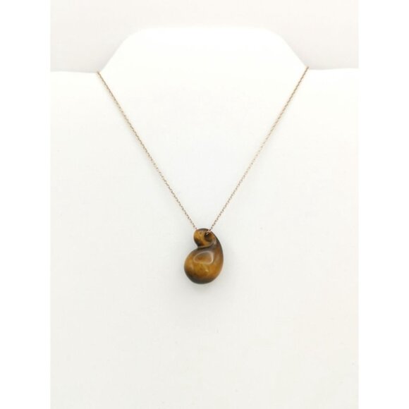 Vintage Tigers Eye Carved Pendant in Rose Gold Chain - Picture 3 of 6